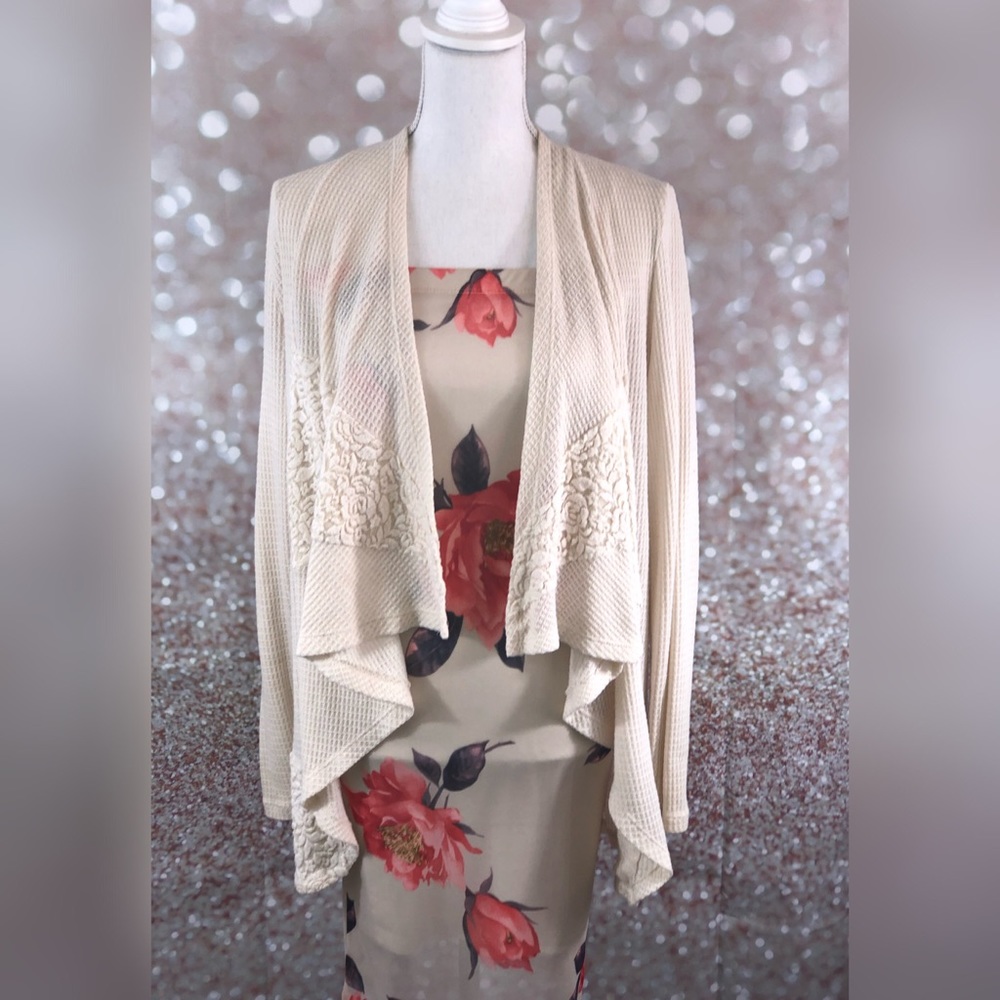 Cream colored cardigan with lace